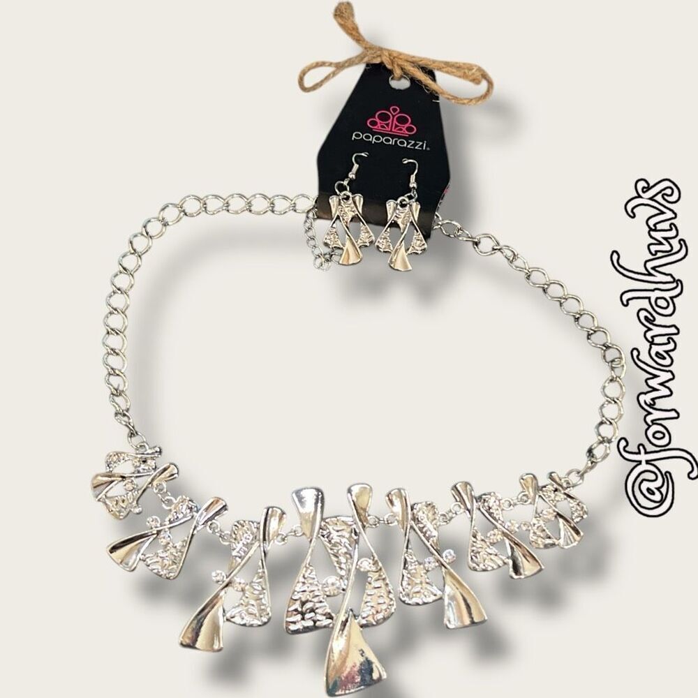 Bundle Sale 3 for $15 | Paparazzi - The Sands of Time - Silver Necklace & Earrin